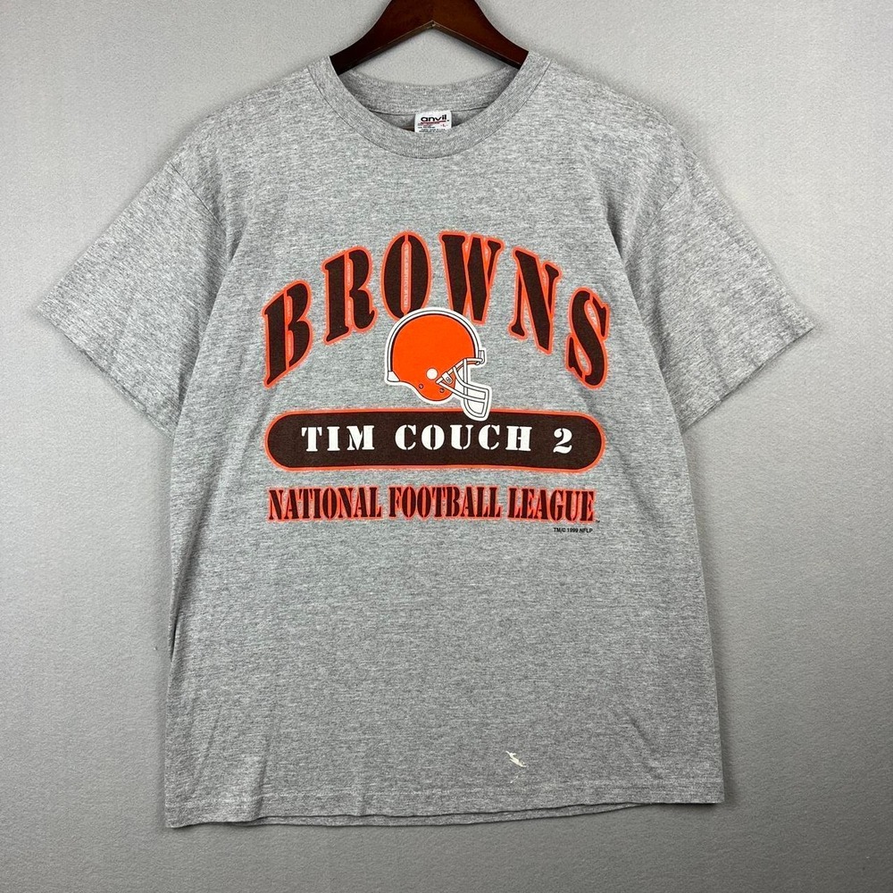Vintage Cleveland Browns Tim Couch National Football League 2 Grey Tee Shirt L
